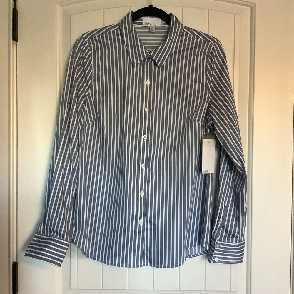 NWT ❤️ Nordstrom Classic Blue and White Striped Dress Shirt